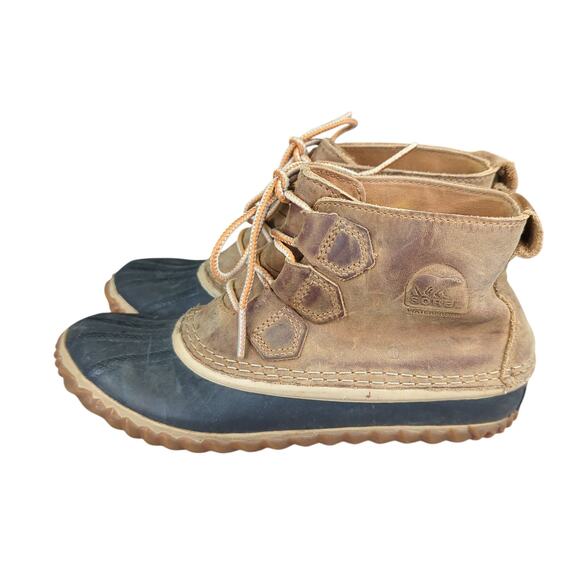 Sorel Out N About Leather Snow Boots NL2133-286 Leather Duck Waterproof Womens 7 - Picture 2 of 8